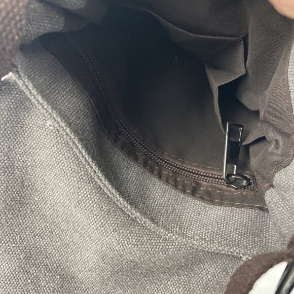 Sechunk Travel Crossbody Shoulder Bag Gray Canvas Front Flap Multiple Pockets - Picture 8 of 11